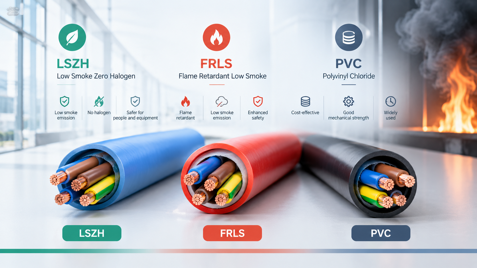 Latest company case about LSZH vs. FRLS vs. PVC Cables: Key Differences Explained | UNITED WIRING